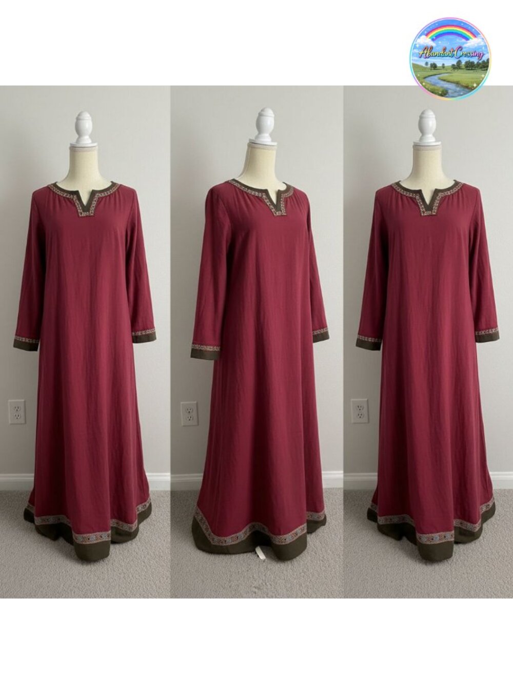 Viking Costume Linen Apron Underdress Set Medieval Cosplay